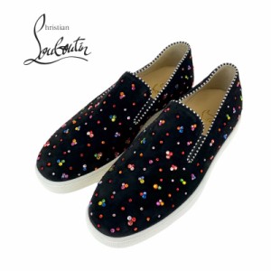 クリスチャンルブタン Christian Louboutin スニーカー 靴 シューズ スエード ブラック 未使用 スリッポン ラインストーン