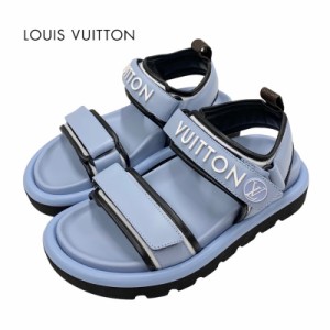 ルイヴィトン LOUIS VUITTON プールピローライン サンダル 靴 シューズ レザー ライトブルー ホワイト 未使用 スポーツサンダル