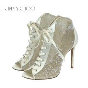 ジミーチュウ JIMMY CHOO ブーツ ショートブーツ 靴 シューズ レース サテン オフホワイト ブーティ レースアップ