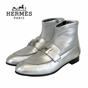 エルメス HERMES サントノーレ ブーツ ショートブーツ 靴 シューズ レザー シルバー コンスタンス H金具