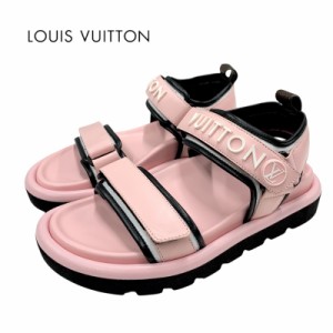 ルイヴィトン LOUIS VUITTON プールピローライン サンダル 靴 シューズ レザー ピンク ブラック ホワイト ロゴ スポーツサンダル