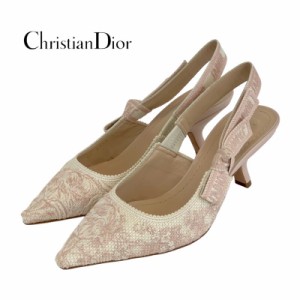 クリスチャンディオール CHRISTIAN DIOR JADIOR パンプス 靴 シューズ ファブリック ホワイト ピンク サンダル スリングバック