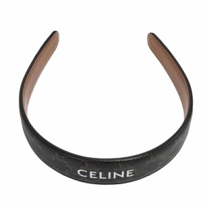 セリーヌ CELINE ヘアアクセサリー ダークブラウン カチューシャ トリオンフ ロゴ レザー