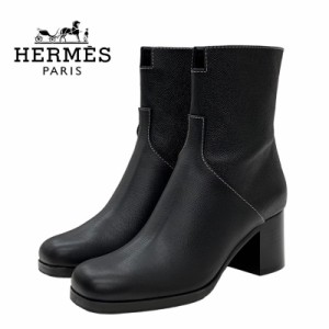 エルメス HERMES フラトゥーズ ブーツ ショートブーツ 靴 シューズ レザー ブラック 未使用 ステッチ