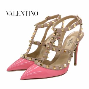 ヴァレンティノ VALENTINO パンプス 靴 シューズ パテント レザー ピンク ピンクベージュ ゴールド 未使用 サンダル