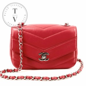 シャネル CHANEL シェブロン Vステッチ マトラッセ20 マトラッセ バッグ ショルダーバッグ キャビアスキン レッド 赤 シルバー金具