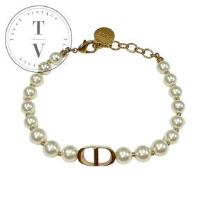 超希少 Christian Dior ロゴ パール 温かい ブレスレット