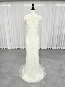 パーティードレス オフホワイト ノースリーブ スレンダーライン  