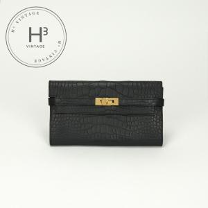 エルメス HERMES 長財布 ケリーウォレット C刻印 ジョーヌアンブル