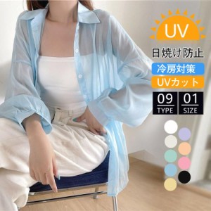 ボリュームスリーブシアーシャツ シアー シースルー 透け感 ボリュームスリーブ UVカット 紫外線対策 冷房対策 紫外線 シャツ　