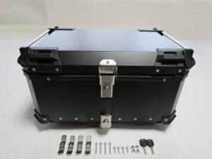 アルミトップケース 65L 中型 リアボックス ツーリングボックス 汎用 黒 B