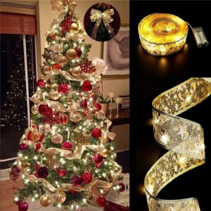クリスマス イルミネーションライト 5M 50個LED電球 クリスマスツリー飾り リボンライト LEDストリ