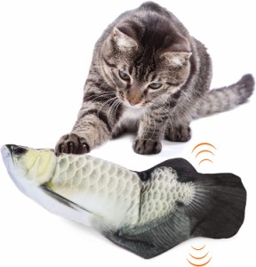 猫 おもちゃ 電動 ペットおもちゃ魚 猫用 ぬいぐるみ シミュレー魚 電動魚USB充電式 噛む動ける魚 取り外して