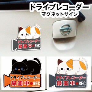 ドライブレコーダー マグネット スッテカー サイン ネコ クロネコ ミケネコ カーグッズ カー用品 かわいい あおり運転 防止 スッテカー 