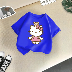 キティちゃん ハローキティプリント Tシャツ 半袖 100cm-160cm コットン100%  カラー7色 ３柄 かわいい Tシャツ アニメ