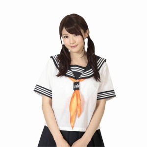 BeWithセーラースカーフ　オレンジサイズFREE コスプレ 制服　セット セーラー服かわいい 洗濯可