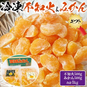 愛媛 冷凍不知火＆みかん 各500ｇ (合計2袋1kg)粒楽 食べ比べセット・家庭用・おやつ・ギフト・送料無料