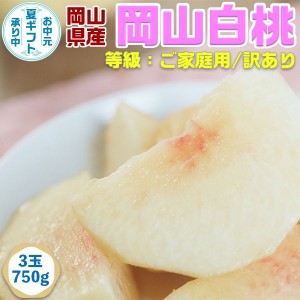 お中元 ギフト 岡山白桃・岡山県産 3玉 750g（家庭用・訳あり）｜お買得 濃厚 高糖度 家庭用 高級果物 …