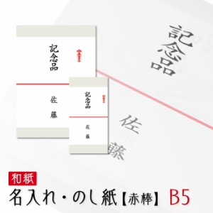 和紙 のし紙 熨斗 印刷 略式 赤棒 熨斗紙 印刷 名前入り 名入れ記念品 粗品 寸志 20枚 B5サイズ