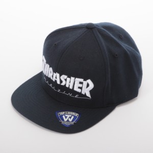 【NAV/WHT】 スナップバック スラッシャー THRASHER キャップ 帽子 ライム ネイビー 定番 ホワイト 白 ブラック 黒 THRASHER MAG mag log