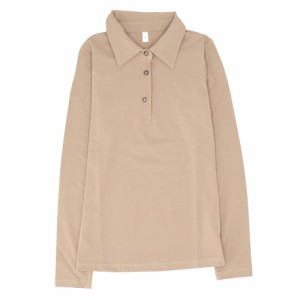 【ベージュ】【XXLサイズ】 カットソー レディース vネック 通販 トップス 春 シャツ オフィス tops 白 おしゃれ 襟付き ロンt ボタン付