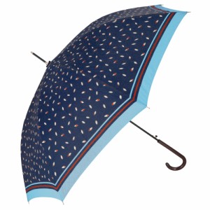 【リーフ水玉/37ネイビー】 傘 レディース ジャンプ 通販 おしゃれ 長傘 60cm 雨傘 ブランド ワンタッチ 長傘 8本骨 かわいい 軽量 婦人