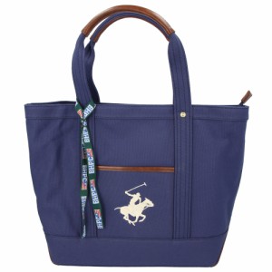 【NV/NV/WH】 ビバリーヒルズポロクラブ トートバッグ 大きめ 通販 キャンバス ブランド BEVERLY HILLS POLO CLUB ファスナー付き レディ