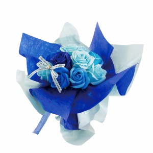 【ブルー】 ブーケ そのまま飾れる 通販 ソープフラワー 花束 造花 そのまま飾れるブーケ バッグ付き 置物 おしゃれ かわいい 花風水 風
