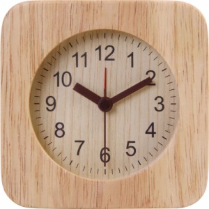 【スクエア/ナチュラル】 TABLE CLOCK 置時計 ウッド 目覚まし時計 通販 置き時計 アラームクロック アラーム 天然木 目覚まし 木製 時計