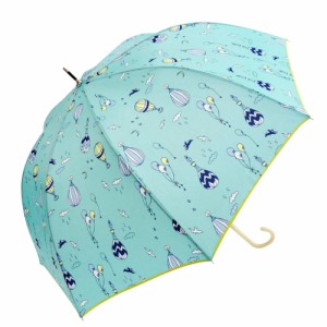 【夢みるペンギングリーン】 雨傘 レディース 長傘 通販 60cm ドーム型 雨傘 ワンタッチ ジャンプ式 レディース傘 丸い 深張り かわいい 