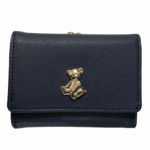 【JW0349S.くま/NAVY】 がま口 折財布 財布 ３つ折り財布 通販 がま口折財布 がま口財布 がまぐち財布 がまぐち ウォレット 小銭入れ 紙