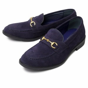 【NAVY-S】【M(約26cm-26.5cm)】 ローファー メンズ おしゃれ 通販 ビットローファー ビット 付き ゴールドビット 飾り付き 革靴 皮靴 ロ