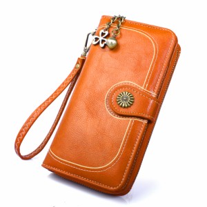 【オレンジ】 財布 レディース 長財布 通販 大容量 かぶせ おしゃれ 大人 かわいい シンプル 可愛い オシャレ ロングウォレット レディー