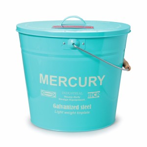 【MEBUBOBLブルー】 マーキュリー バケツ 通販 おしゃれ ふた付き ブリキ ガーデニング シンプル MERCURY 男前 ゴミ箱 オーバル 楕円 ダ