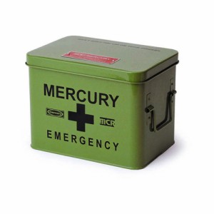 【カーキ】 マーキュリー 雑貨 通販 救急箱 おしゃれ 大容量 かわいい MERCURY エマージェンシーボックス スチール 薬 衛生用品 小物 整