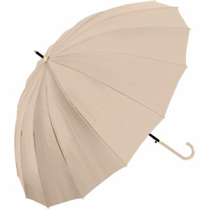 【BEIGE】 傘 レディース ジャンプ 通販 メンズ 55cm グラスファイバー 16本骨 長傘 雨傘 多骨傘 雨具 丈夫 natural basic ナチュラルベ