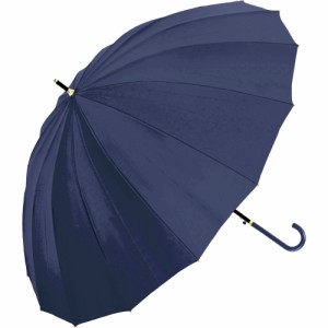 【NAVY】 傘 レディース ジャンプ 通販 メンズ 55cm グラスファイバー 16本骨 長傘 雨傘 多骨傘 雨具 丈夫 natural basic ナチュラルベー