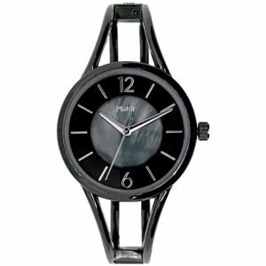 【ガンメタ/ブラック】 Plaisir プレジール 腕時計 レディース ハングル 通販 ニッケルフリー バングルウォッチ ウォッチ シェル 見やす