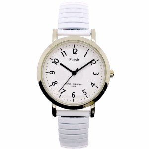【ホワイト】 Plaisir プレジール 腕時計 レディース ジャバラ 通販 ニッケルフリー ジャバラウォッチ ウォッチ ベルト ジャバラベルト 