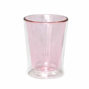 【ピンク】 耐熱ガラス コップ 二重 通販 二重グラス ガラスコップ おしゃれ かわいい 色付き 耐熱グラス 電子レンジ対応 耐熱二層ガラス