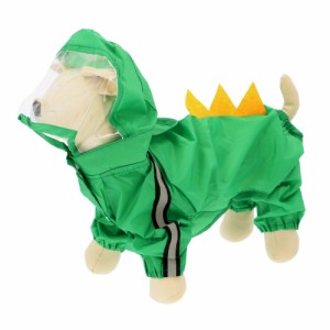 【グリーン恐竜】【Sサイズ】 犬用レインコート 通販 小型犬 中型犬 リード穴 丈 長い 犬レインコート レインコート レインウェア 雨具 