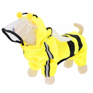 【イエロー蜜蜂】【XSサイズ】 犬用レインコート 通販 小型犬 中型犬 リード穴 丈 長い 犬レインコート レインコート レインウェア 雨具 