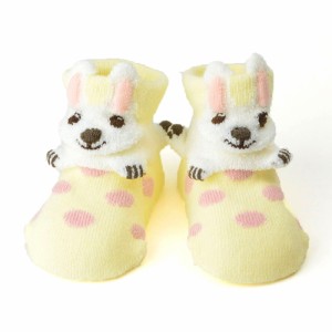 【うさぎクリーム】【XS(9-12cm)】 ベビー 靴下 通販 ソックス はりねずみ ハリネズミ いぬ ライオン ひつじ うさぎ レッサーパンダ ぞう