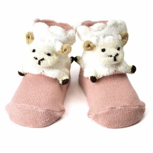 【ひつじピンク】【XS(9-12cm)】 ベビー 靴下 通販 ソックス はりねずみ ハリネズミ いぬ ライオン ひつじ うさぎ レッサーパンダ ぞう P