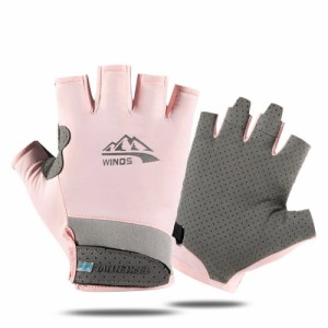【半指-ピンク】【M】 サイクリンググローブ 通販 ランニンググローブ 手袋 両手 グローブ 指なし 二指 半指 冷感 滑り止め 通気性 速乾