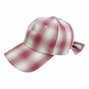 【RED】【VS3-100オンブレチェック】 帽子 レディース キャップ 通販 おしゃれ 大人 かわいい リボン 後ろリボン ローキャップ シンプル 