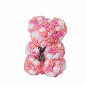 【Mピンク】【ベアー】 アーティフィシャル 通販 アニマル ミニ 人形 ディスプレイ用 クリアケース入り 置き型 バラ 薔薇 お手入れ不要 