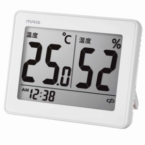 【ホワイト】 MAG マグ 温湿度計 デジタル 通販 時計 温度 湿度 小型 置時計 置き時計 掛け時計 温度計 湿度計 見やすい デザイン ミニ 