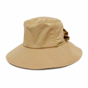 【BEIGE】【L(61cm)】 帽子 レディース つば広 通販 UVカット メッシュ 紫外線対策 対策 ツバ広 はっ水 撥水 ストラップ付き リボン おし