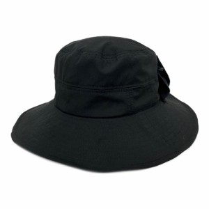 【BLACK】【L(61cm)】 帽子 レディース つば広 通販 UVカット メッシュ 紫外線対策 対策 ツバ広 はっ水 撥水 ストラップ付き リボン おし